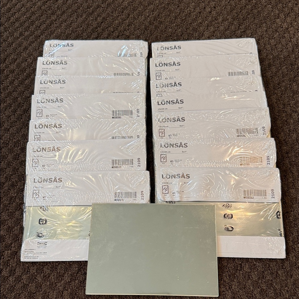 LÖNSÅS Mirror Panels - 15 brand new White-Backed Rectangular Mirrors 5x7 each